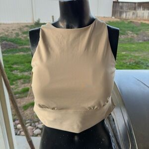 Women's Tan Sleeveless sports bra